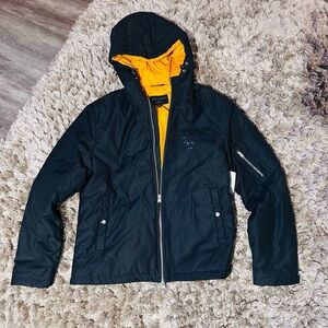 All Saints Black Jacket with Gold Lining
